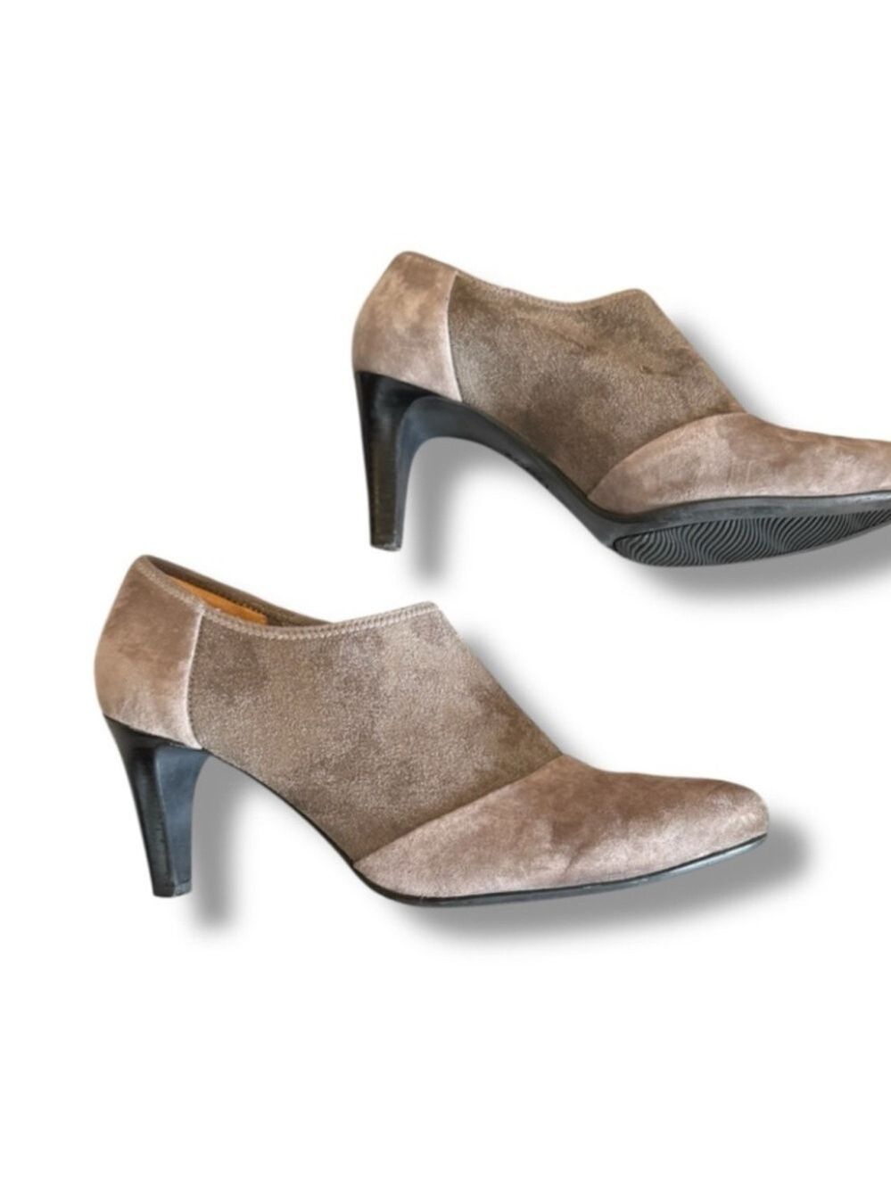 Ecco Gray Suede Slim Heel Ankle Boots Size 40/9-9 1/2 Size 10 Shoes Booties - Picture 2 of 9